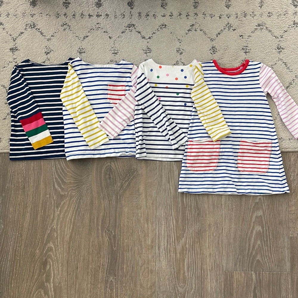Mini Boden boatneck striped long sleeve tees and dress